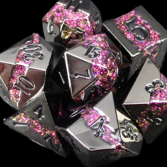 TDSO Metal Strata Black Nickel & Amethyst Mica Dice
