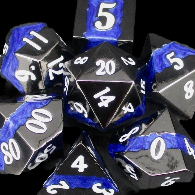 TDSO Metal Black Nickel & Blue Strata Dice