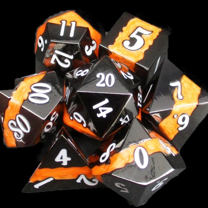 TDSO Metal Black Nickel & Orange Strata Dice