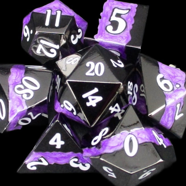 TDSO Metal Black Nickel & Purple Strata Dice