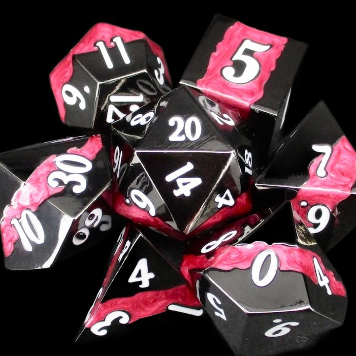 TDSO Metal Black Nickel & Red Strata Dice