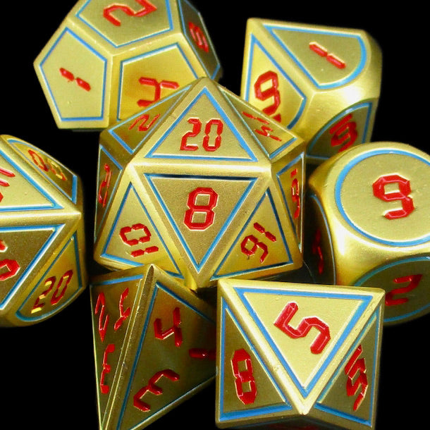 *TDSO Metal Digital Gold Blue & Red Dice