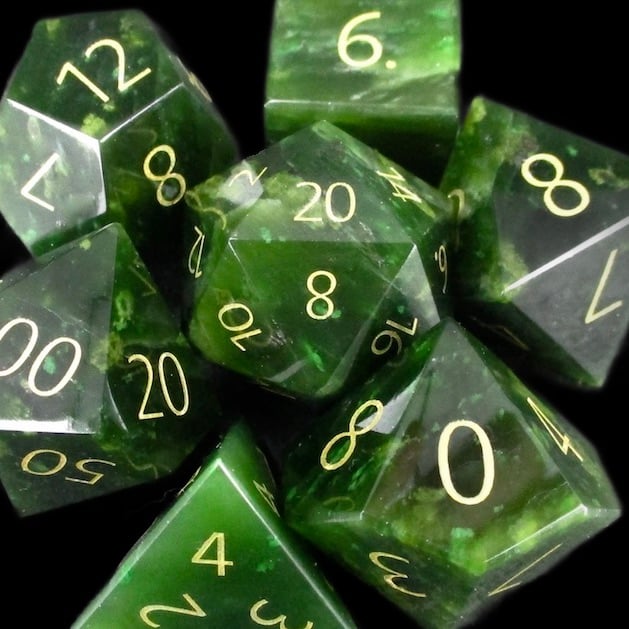 TDSO Gemstone Jade Nephrite & Gold Dice