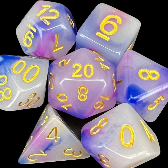 TDSO Opalescence Dark Blue & Purple Dice