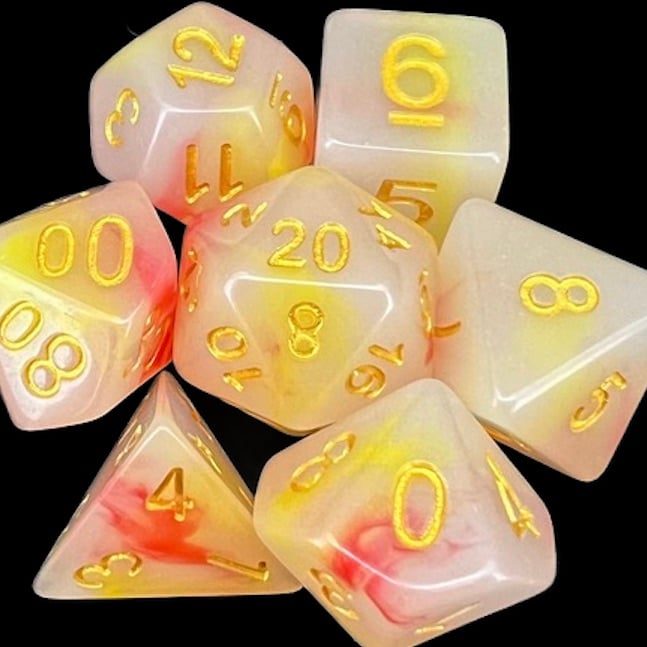 TDSO Opalescence Red & Yellow Dice