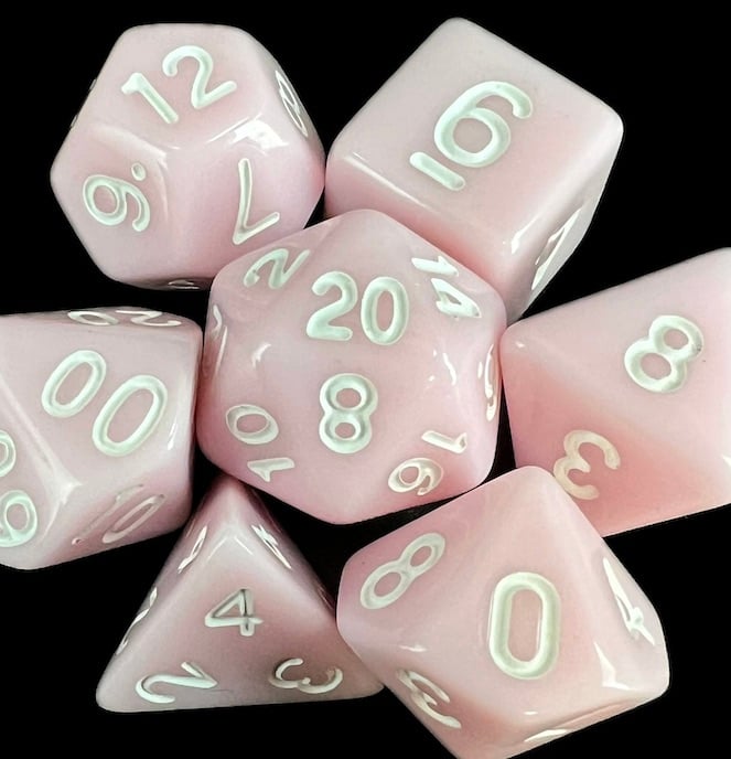 TDSO Opaque Baby Pink & White Dice