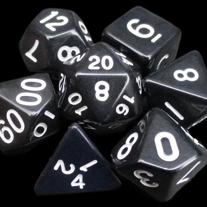 TDSO Opaque Black & White Dice