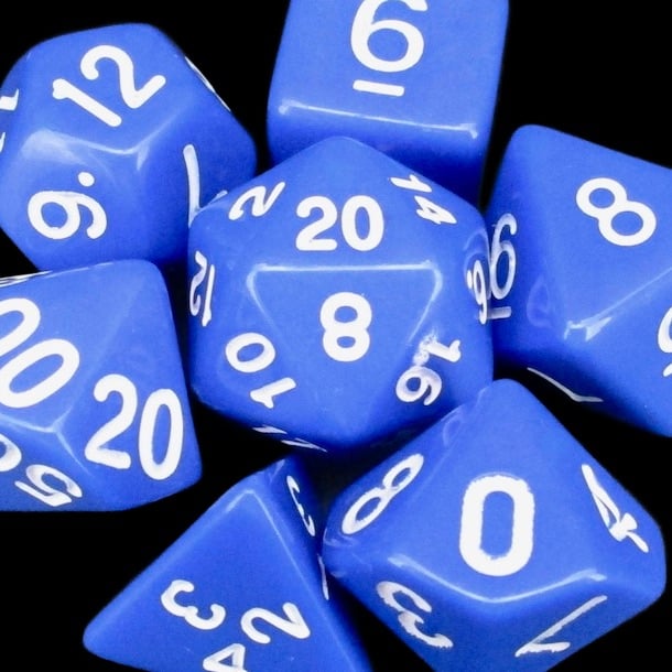TDSO Opaque Blue & White Dice