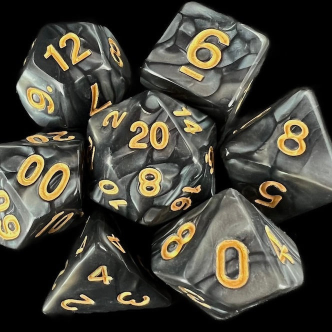 TDSO Pearl Black & Gold Dice