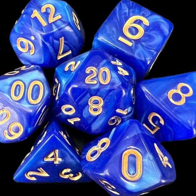 TDSO Pearl Blue & Gold Dice