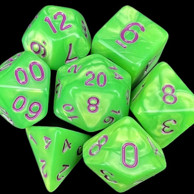 TDSO Pearl Bright Green & Purple Dice