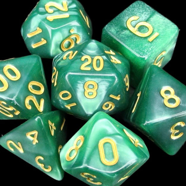 TDSO Pearl Green & Gold Dice