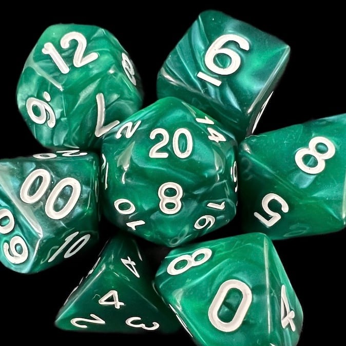 TDSO Pearl Green & White Dice