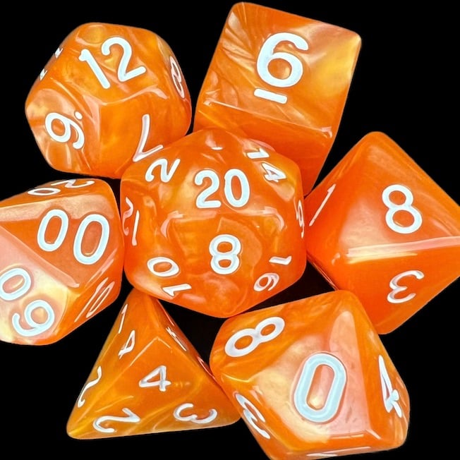 TDSO Pearl Orange & White Dice