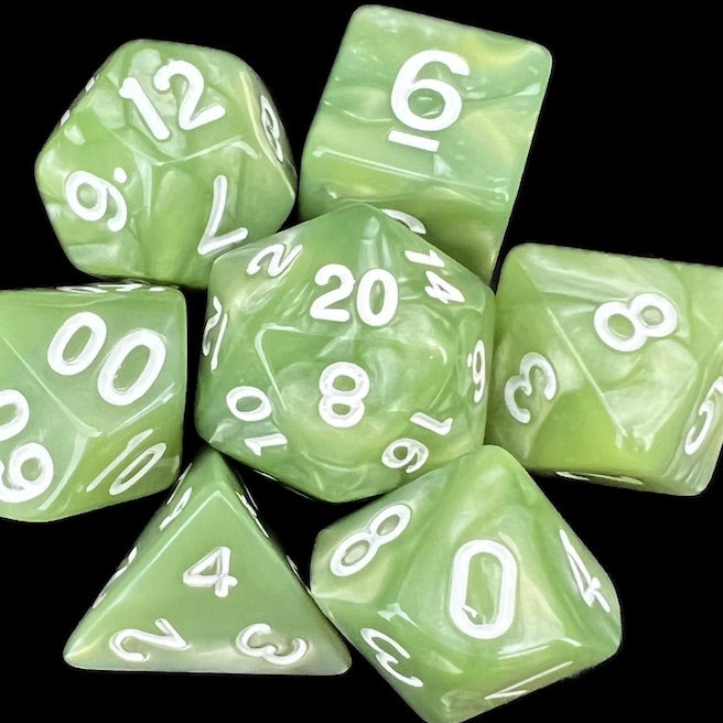 TDSO Pearl Pale Green & White Dice