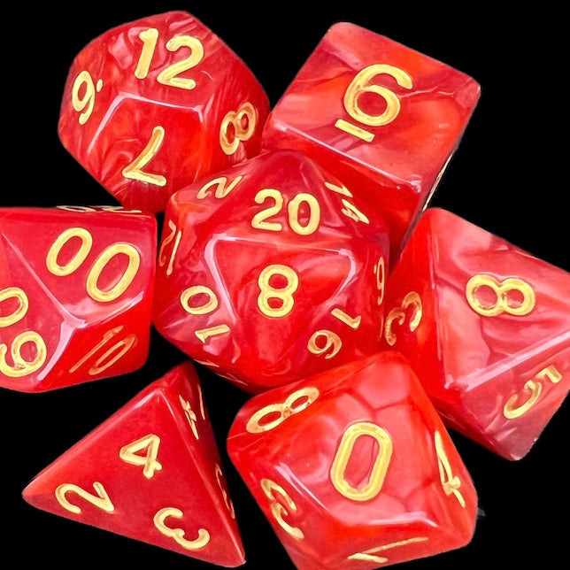 TDSO Pearl Red & Gold Dice