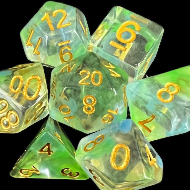 TDSO Pearl Swirl Green & Blue Dice
