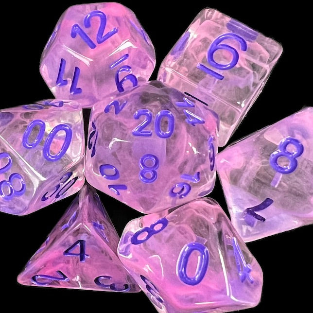 TDSO Pearl Swirl Pink & Purple with Purple Dice