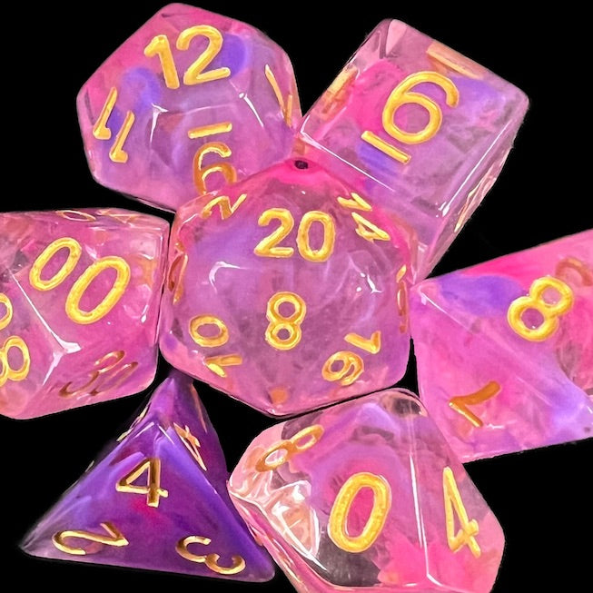 TDSO Pearl Swirl Pink & Purple with Gold Dice