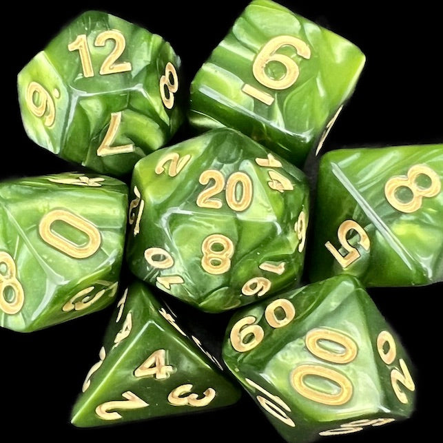 TDSO Pearl Verdant Green & Gold Dice