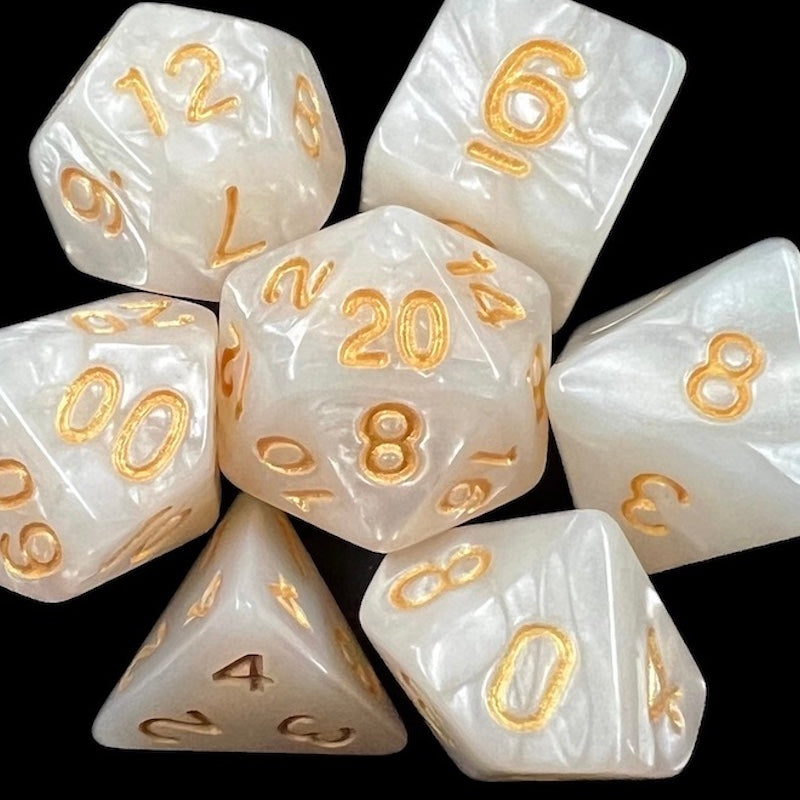 TDSO Pearl White & Gold Dice