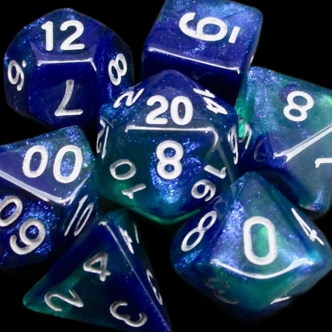*TDSO Light Reactive Blue & Green with Silver Dice