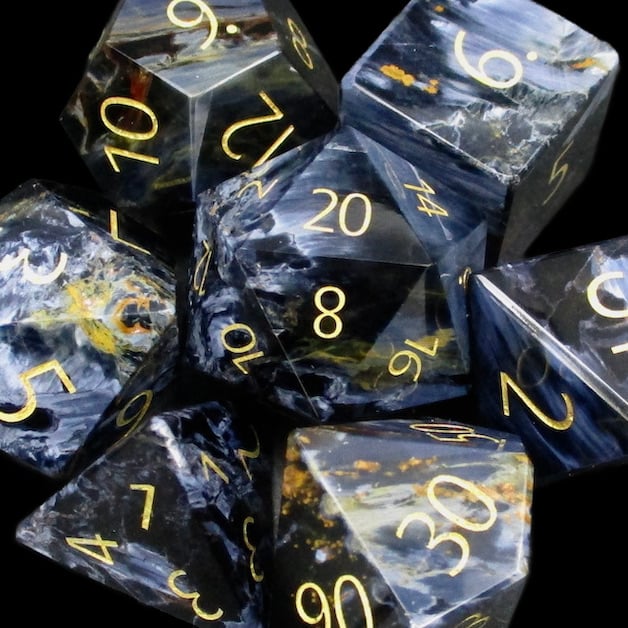 TDSO Gemstone Pietersite & Gold The Tempest Stone Dice