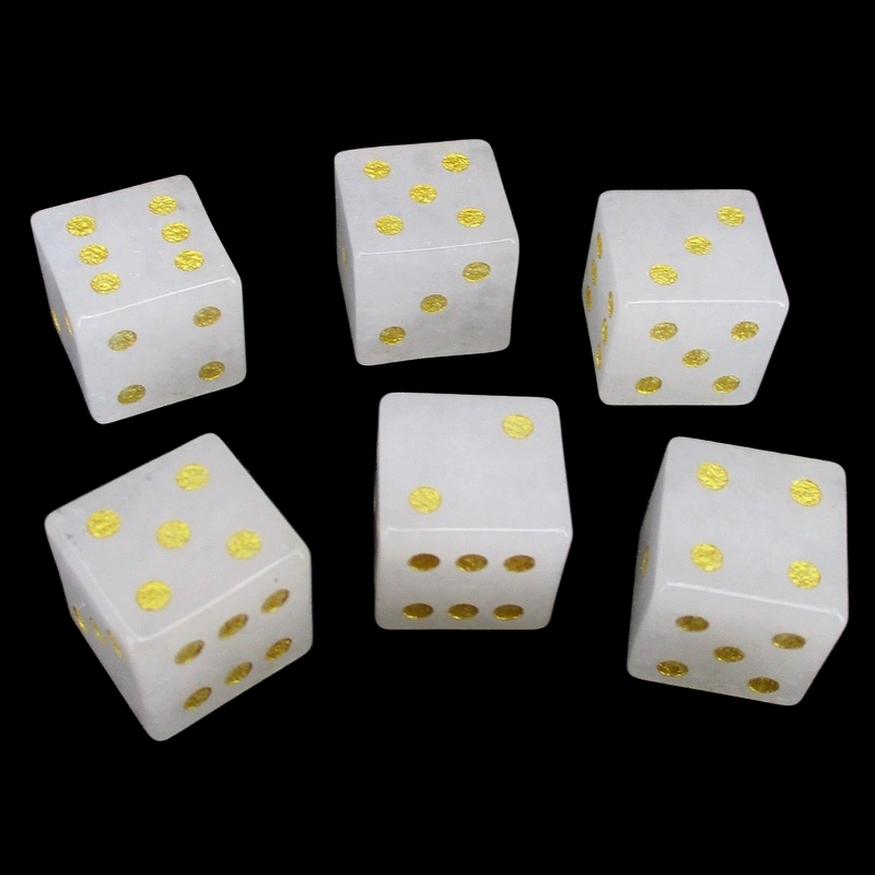 TDSO Gemstone Quartz Snow & Gold Dice