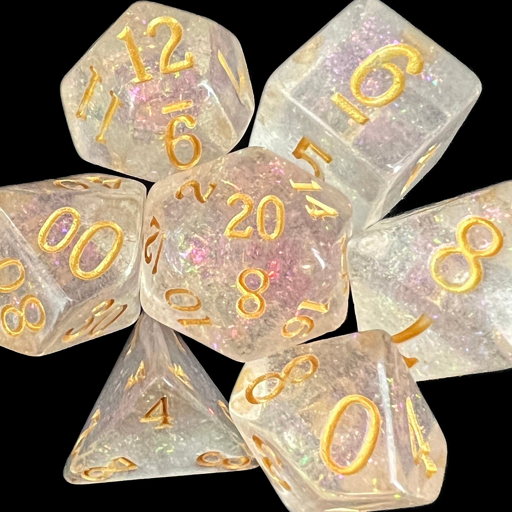 TDSO Shimmer Pink & Gold Dice