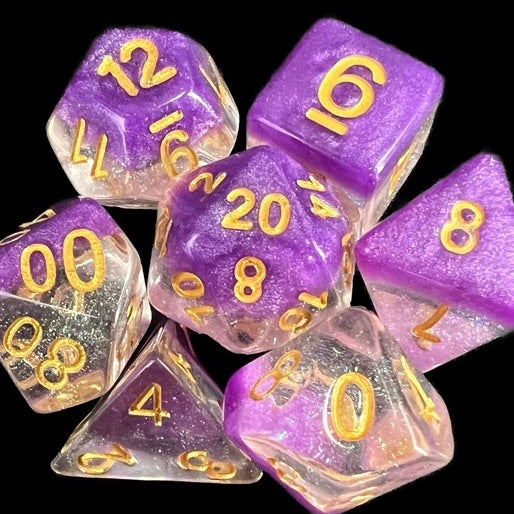 TDSO Snow Globe Glitter Violet Sunset Dice