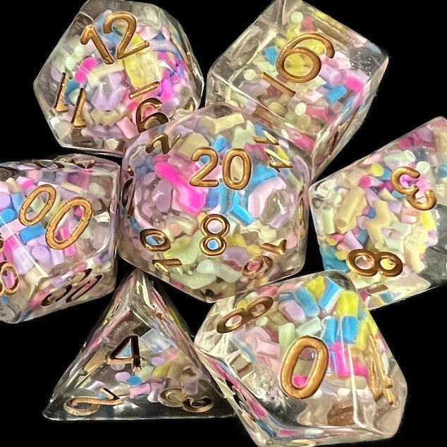 TDSO Sprinkles Multi Coloured & Gold Dice