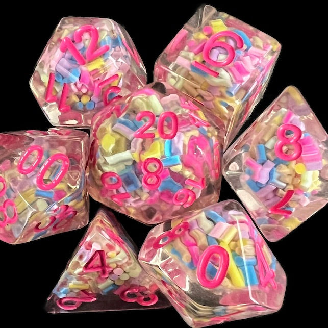 TDSO Sprinkles Multi Coloured & Pink Dice