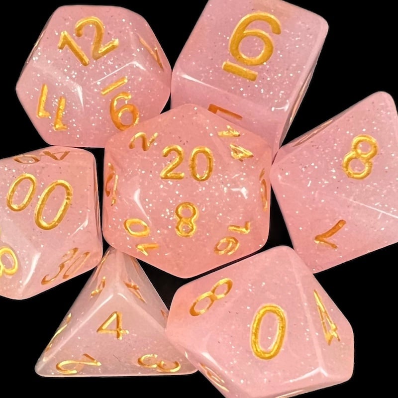 TDSO Translucent Glitter Pink Dice