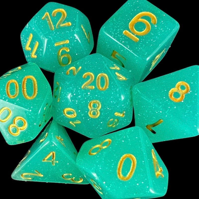 TDSO Translucent Glitter Teal Dice