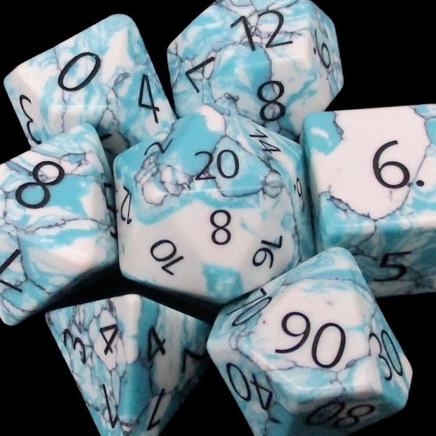 TDSO Gemstone Turquoise Synthetic Blue & White Dice