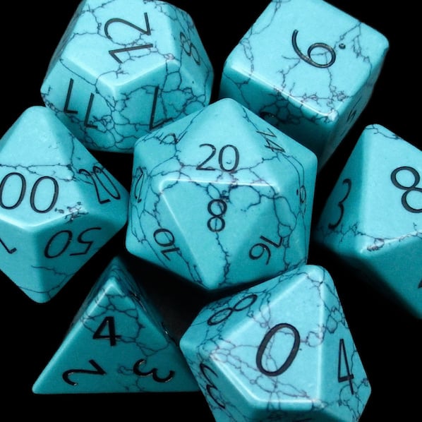 TDSO Gemstone Turquoise Synthetic Blue & Black Dice