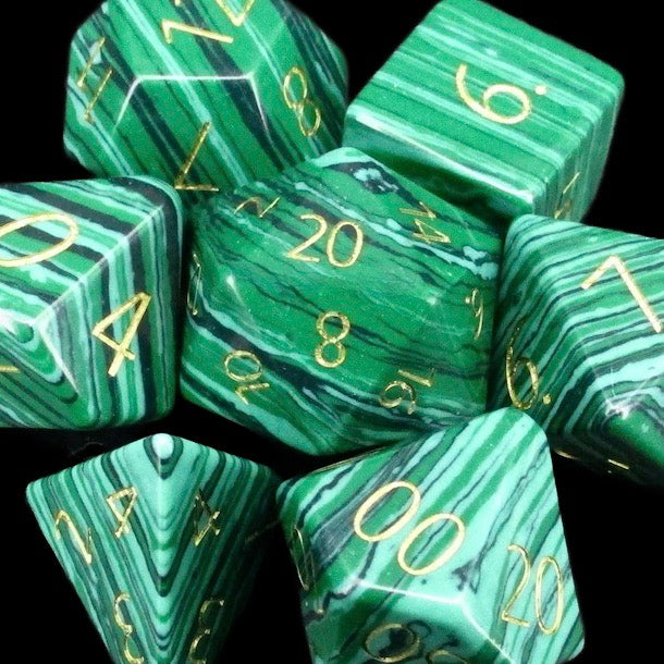 TDSO Gemstone Synthetic Malachite Green & Gold Dice