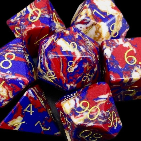 TDSO Gemstone Turquoise Synthetic Multi Fire & Gold Dice