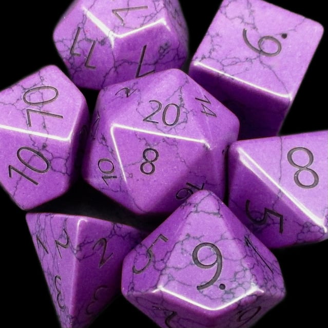 TDSO Gemstone Turquoise Synthetic Purple & Black Dice