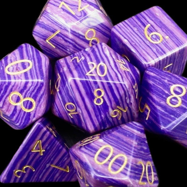 TDSO Gemstone Turquoise Synthetic Purple Wave & Gold Dice