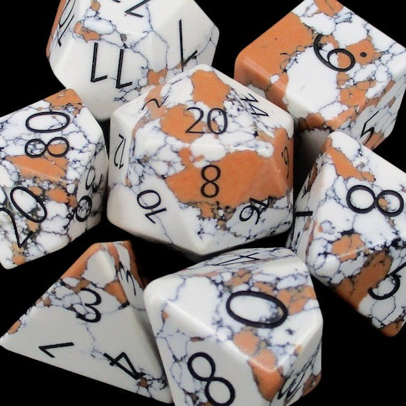 TDSO Gemstone Turquoise Synthetic White & Black Dice