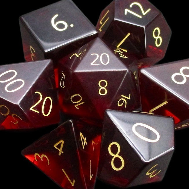 TDSO Zircon Glass Garnet & Gold Dice