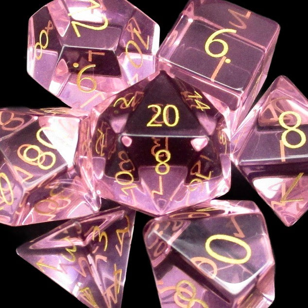 TDSO Zircon Glass Pink Tourmaline & Gold Dice