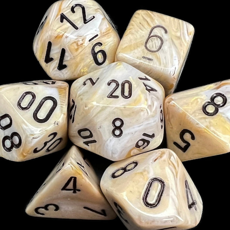Chessex Marble Ivory & Black Dice