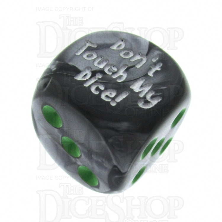 Chessex Gemini Black & Grey Don't Touch My Dice! Logo D6 Spot Dice