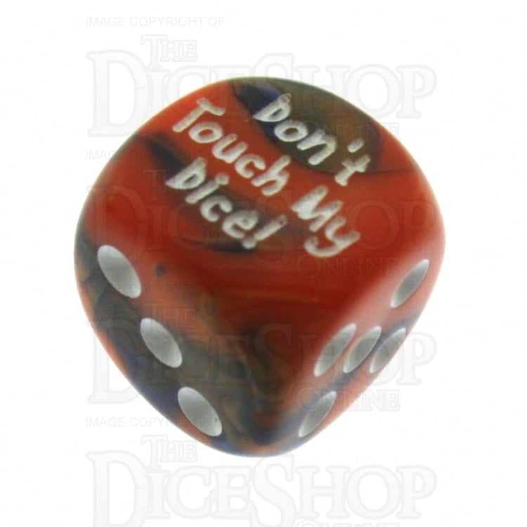 Chessex Gemini Blue & Orange Don't Touch My Dice! Logo D6 Spot Dice