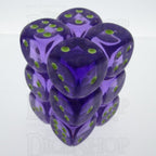 Koplow Glow in the Dark Spot Translucent Purple 12 x D6 Dice Set