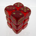 Koplow Glow in the Dark Spot Translucent Red 12 x D6 Dice Set