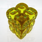 Koplow Glow in the Dark Spot Translucent Yellow 12 x D6 Dice Set