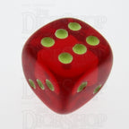 Koplow Glow in the Dark Translucent Red 16mm D6 Spot Dice